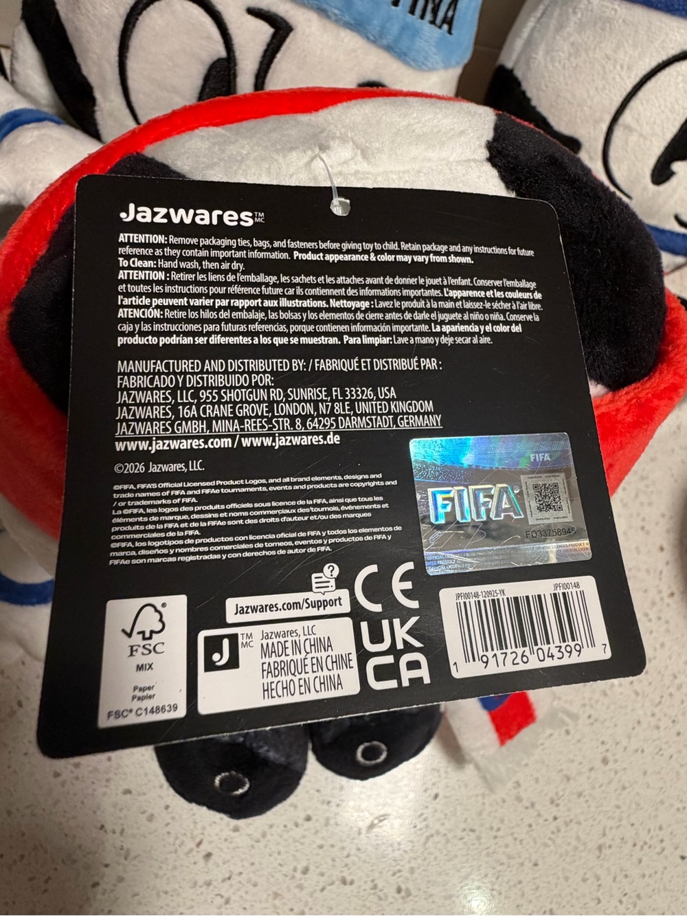 Jazwares FIFA World Cup 26 Plush Stuffed Animal - England Black, White & Red - Picture 4 of 10